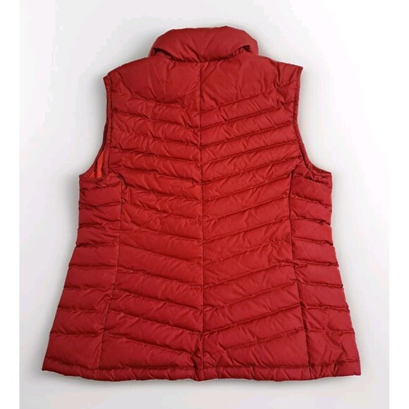 Talbots Petite Small Quilted Puffer Vest Duck Down Fill Red Zip Pockets Jacket - Picture 7 of 9